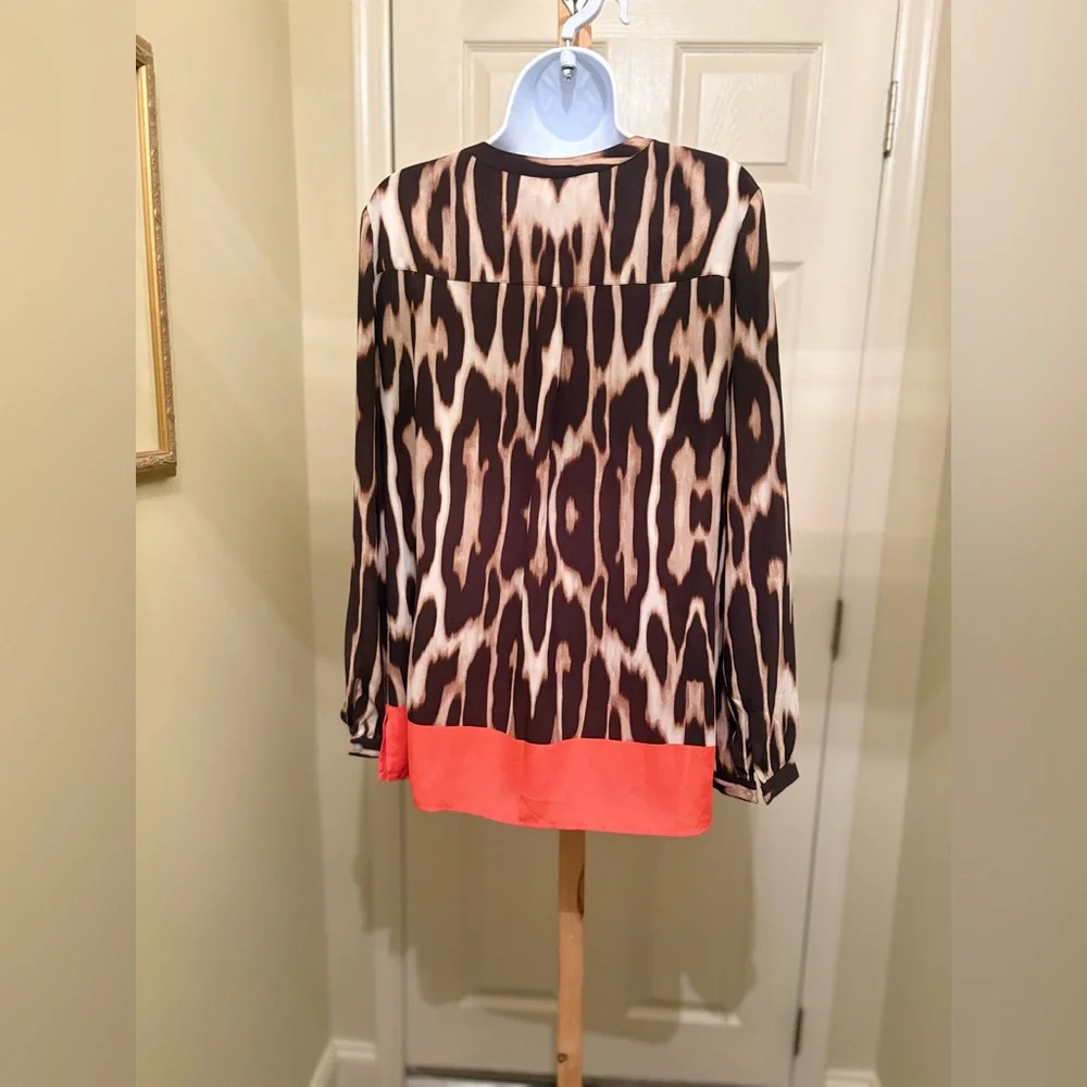 Chico's Brown and Coral Animal Print Tunic Top - Picture 2 of 11